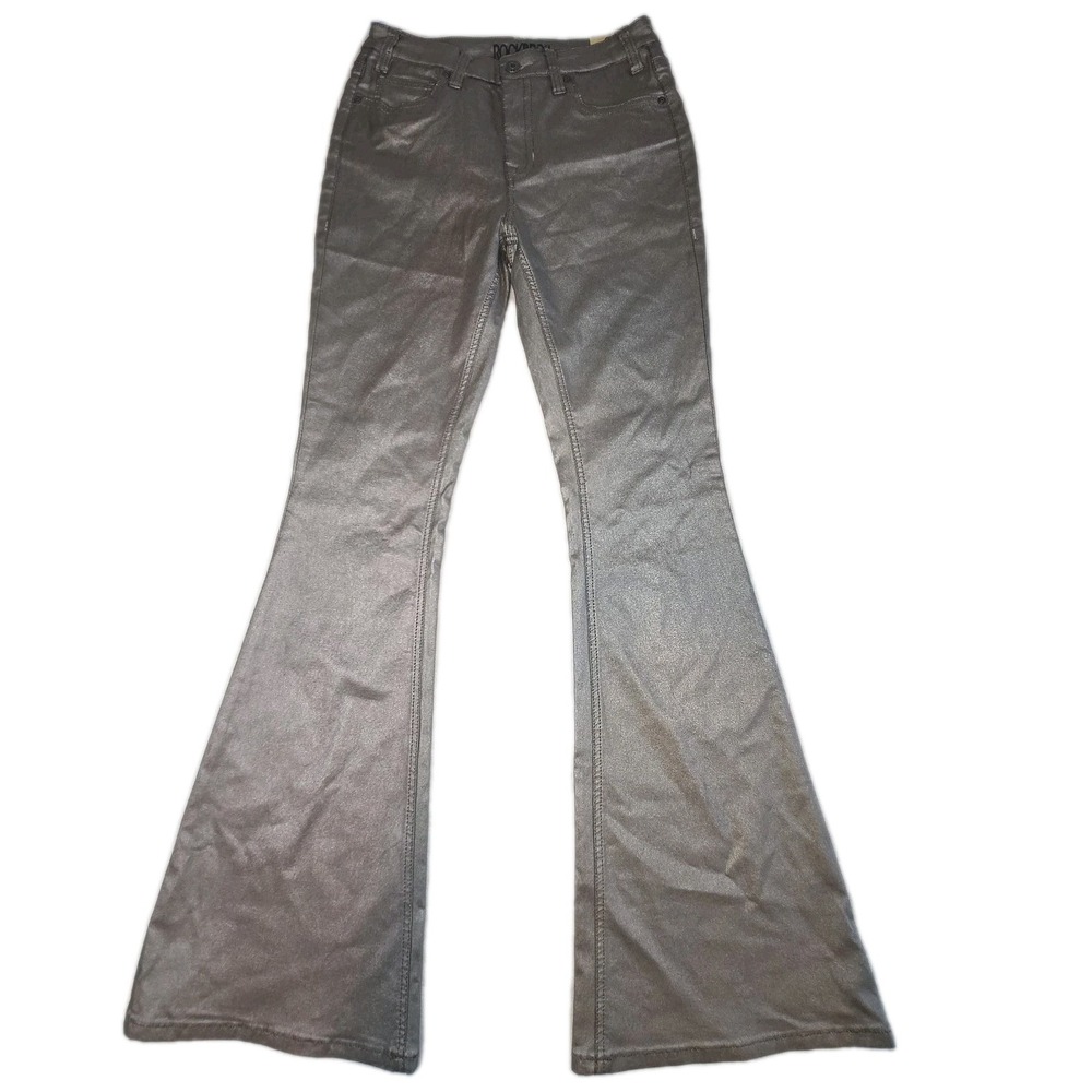 ROCK & ROLL DENIM High Rise Flare Jeans Womens 29 x 34 Metallic Gold Western NEW